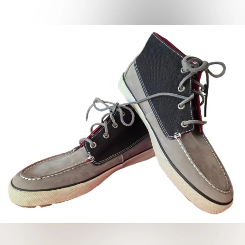 Sperry Men's Top Sider Bahama Gray and Black Canvas And Suede Chukka‎ Boots 10.5